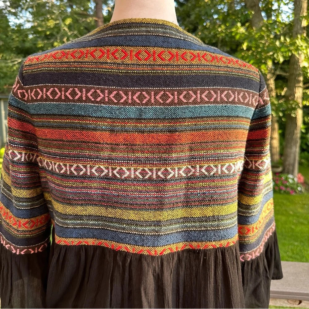 Anthropologie Pleione Boho Tribal Cardigan Jacket Tie Bell Sleeve XS - Picture 9 of 10